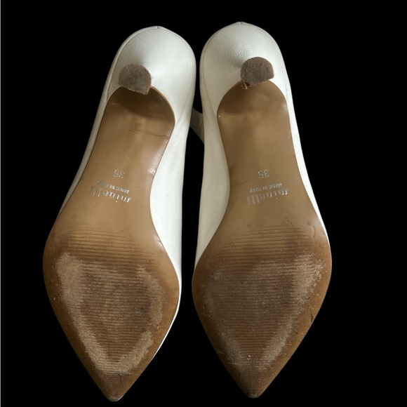Minelli White Leather Slingback Heels - Picture 6 of 6